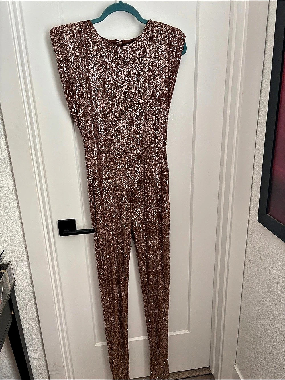 Fashion Nova Sequin Jumpsuit in Brown Like New